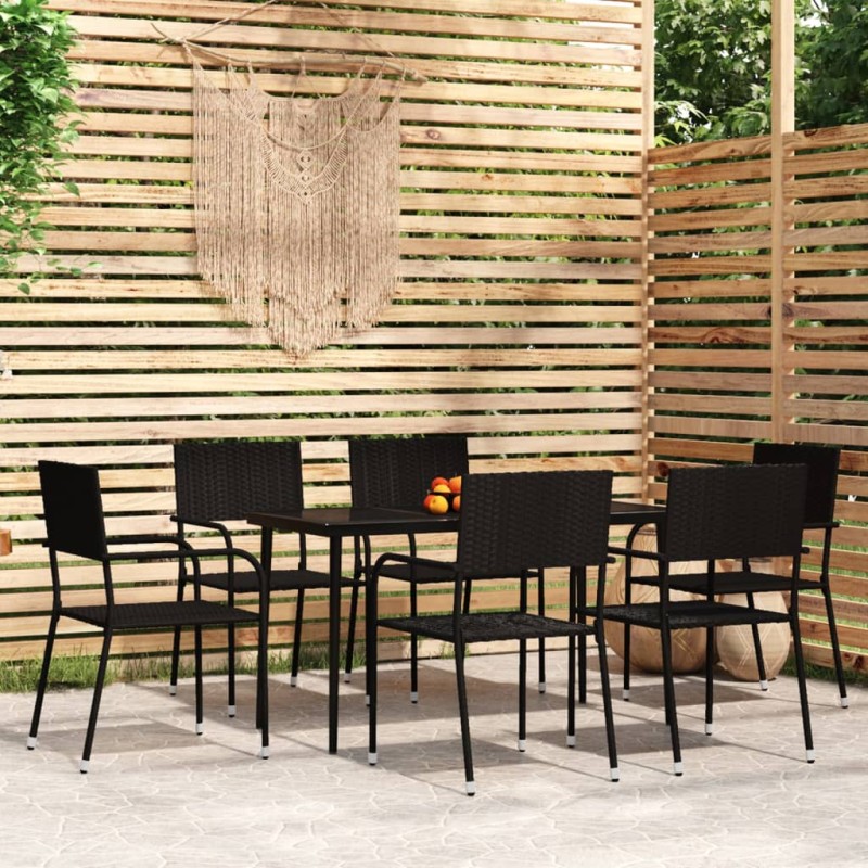 vidaXL Juego de comedor para jardín 7 piezas negro