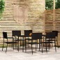 vidaXL Juego de comedor para jardín 7 piezas negro