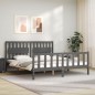 vidaXL Estructura cama de matrimonio con cabecero madera maciza gris vidaXL Estructura cama de matrimonio con cabecero madera maciza gris