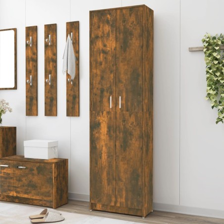 vidaXL Armario pasillo madera contrachapada roble ahumado 55x25x189 cm
