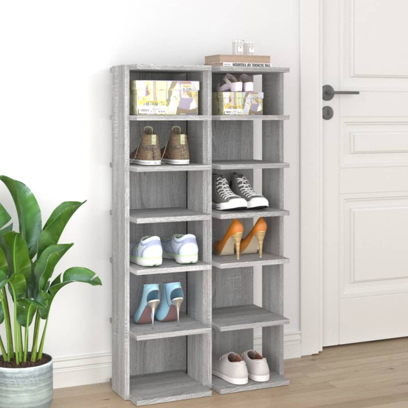 vidaXL Zapateros 2 uds madera contrachapada gris Sonoma 27,5x27x102 cm vidaXL Zapateros 2 uds madera contrachapada gris Sonoma 27,5x27x102 cm