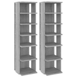 vidaXL Zapateros 2 uds madera contrachapada gris Sonoma 27,5x27x102 cm