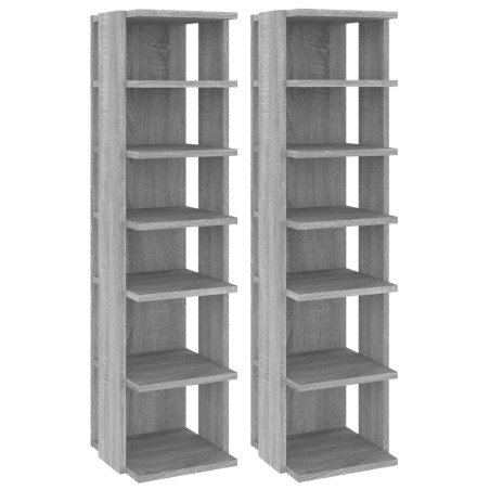 vidaXL Zapateros 2 uds madera contrachapada gris Sonoma 27,5x27x102 cm