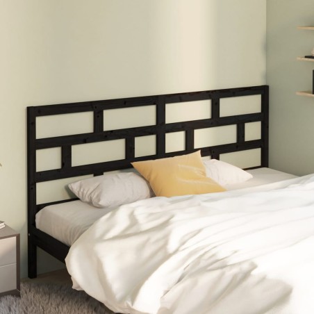 vidaXL Cabecero de cama madera maciza de pino negro 206x4x100 cm
