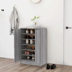 vidaXL Zapatero de madera contrachapada gris Sonoma 60x35x92 cm