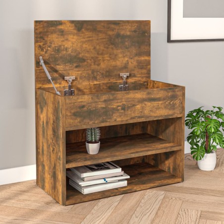 vidaXL Banco zapatero madera contrachapada roble ahumado 60x30x45 cm