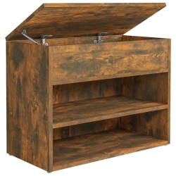 vidaXL Banco zapatero madera contrachapada roble ahumado 60x30x45 cm
