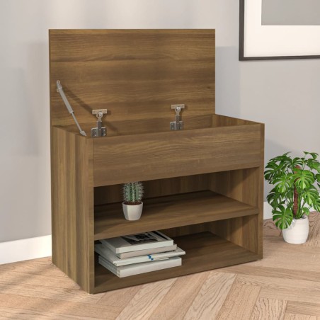 vidaXL Banco zapatero madera contrachapada roble marrón 60x30x45 cm