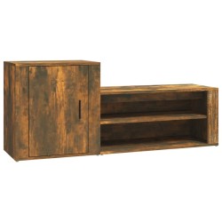 vidaXL Mueble zapatero madera contrachapada roble ahumado 130x35x54 cm