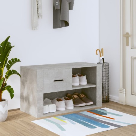 vidaXL Mueble zapatero madera contrachapada gris hormigón 80x35x45 cm