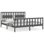 vidaXL Estructura cama de matrimonio con cabecero madera maciza gris vidaXL Estructura cama de matrimonio con cabecero madera maciza gris