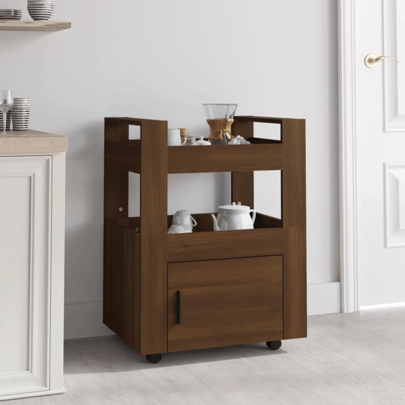 vidaXL Carrito de cocina madera contrachapada marrón roble 60x45x80cm vidaXL Carrito de cocina madera contrachapada marrón roble 60x45x80cm