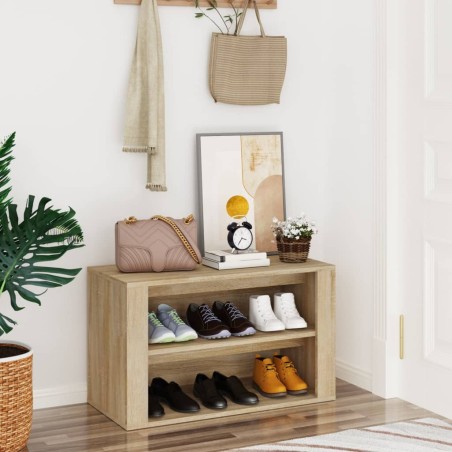 vidaXL Mueble zapatero madera contrachapada roble Sonoma 75x35x45 cm