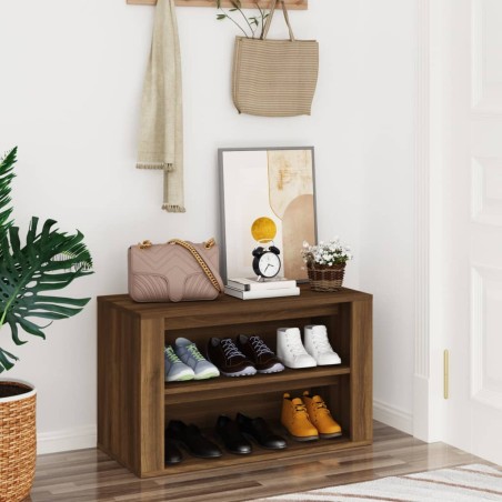 vidaXL Mueble zapatero madera contrachapada marrón roble 75x35x45 cm