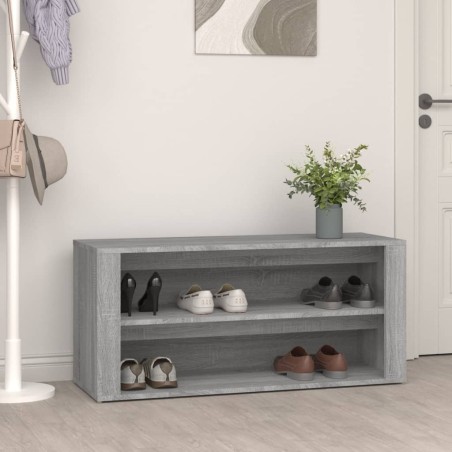 vidaXL Mueble zapatero madera contrachapada gris hormigón 100x35x45 cm