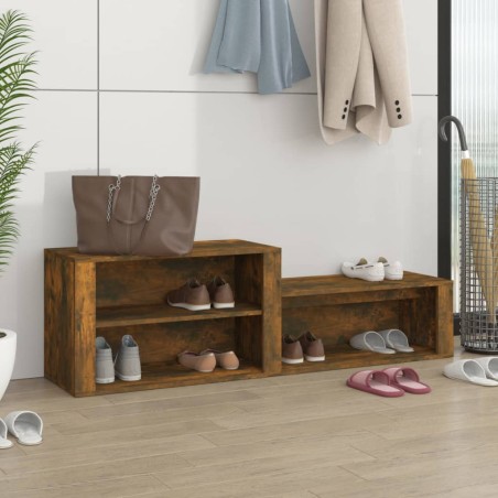 vidaXL Mueble zapatero madera contrachapada roble ahumado 150x35x45 cm