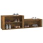 vidaXL Mueble zapatero madera contrachapada roble ahumado 150x35x45 cm vidaXL Mueble zapatero madera contrachapada roble ahumado 150x35x45 cm