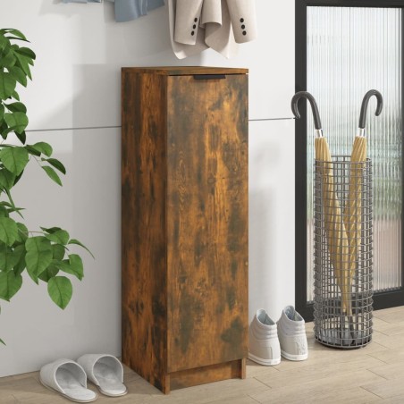 vidaXL Mueble zapatero madera contrachapada roble ahumado 30x35x100 cm