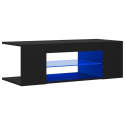 vidaXL Mueble de TV con luces LED negro 90x39x30 cm