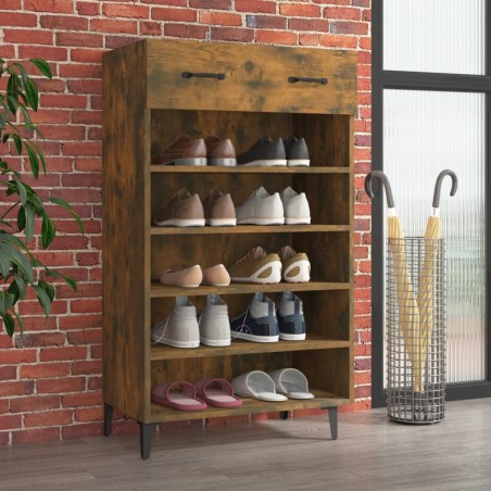 vidaXL Mueble zapatero madera contrachapada roble ahumado 60x35x105 cm