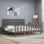 vidaXL Estructura cama de matrimonio con cabecero madera maciza gris vidaXL Estructura cama de matrimonio con cabecero madera maciza gris
