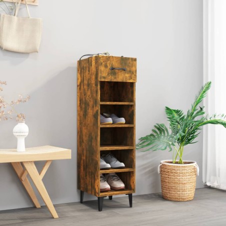 vidaXL Mueble zapatero madera contrachapada roble ahumado 30x35x105 cm