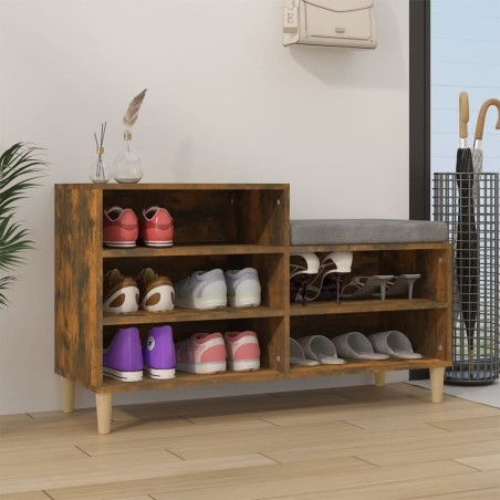 vidaXL Mueble zapatero madera contrachapada roble ahumado 102x36x60 cm