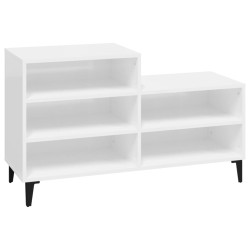 vidaXL Mueble zapatero madera contrachapada blanco brillo 102x36x60 cm