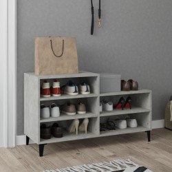 vidaXL Mueble zapatero madera contrachapada gris hormigón 102x36x60 cm