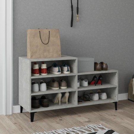 vidaXL Mueble zapatero madera contrachapada gris hormigón 102x36x60 cm