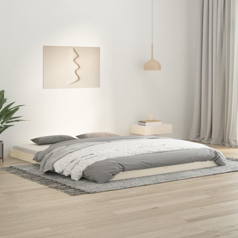 vidaXL Estructura de cama de madera maciza de pino blanco 160x200 cm
