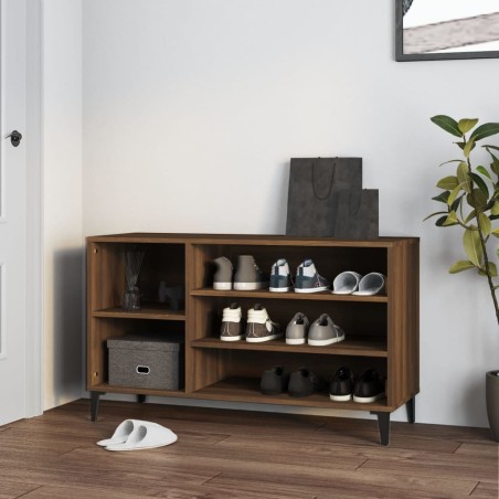 vidaXL Mueble zapatero madera contrachapada roble marrón 102x36x60 cm