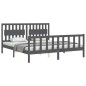 vidaXL Estructura cama de matrimonio con cabecero madera maciza gris vidaXL Estructura cama de matrimonio con cabecero madera maciza gris