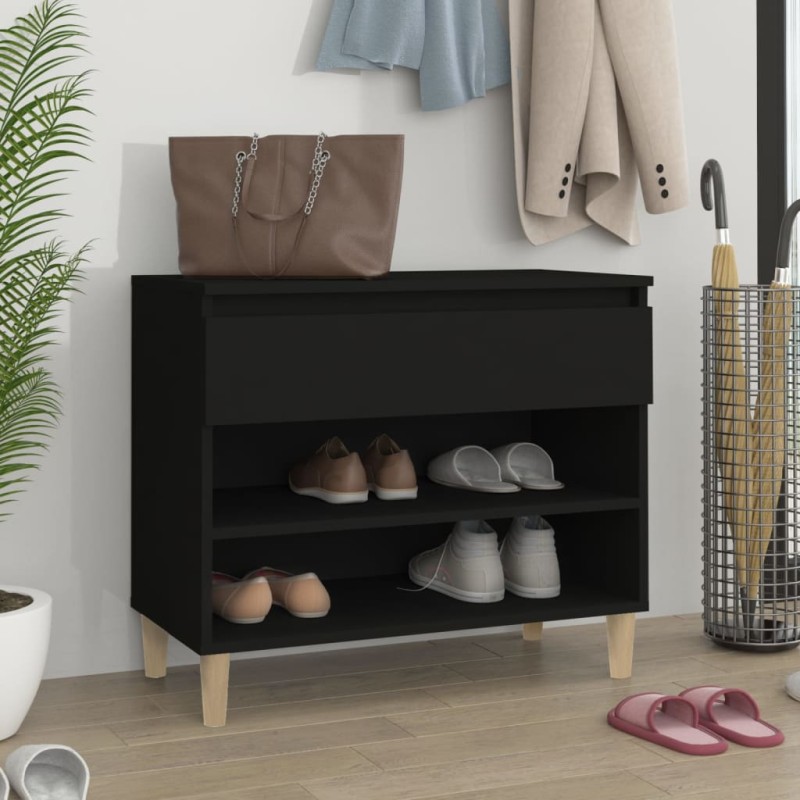 vidaXL Mueble zapatero madera contrachapada negro 70x36x60 cm vidaXL Mueble zapatero madera contrachapada negro 70x36x60 cm