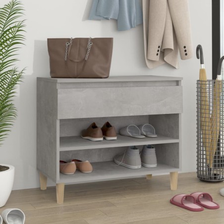 vidaXL Mueble zapatero madera contrachapada gris hormigón 70x36x60 cm