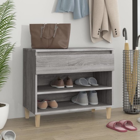 vidaXL Mueble zapatero madera contrachapada gris Sonoma 70x36x60 cm