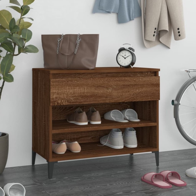 vidaXL Mueble zapatero madera contrachapada roble ahumado 70x36x60 cm vidaXL Mueble zapatero madera contrachapada roble ahumado 70x36x60 cm