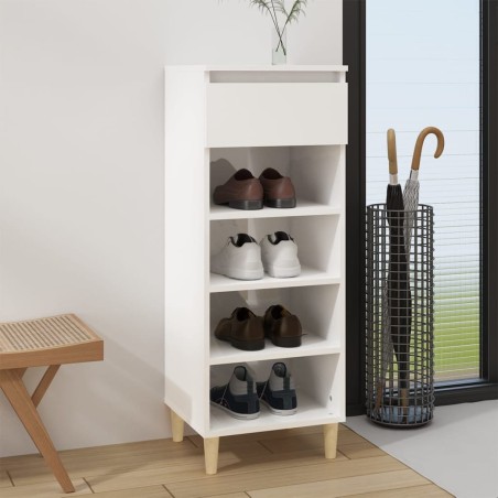 vidaXL Mueble zapatero madera contrachapada blanco brillo 40x36x105 cm