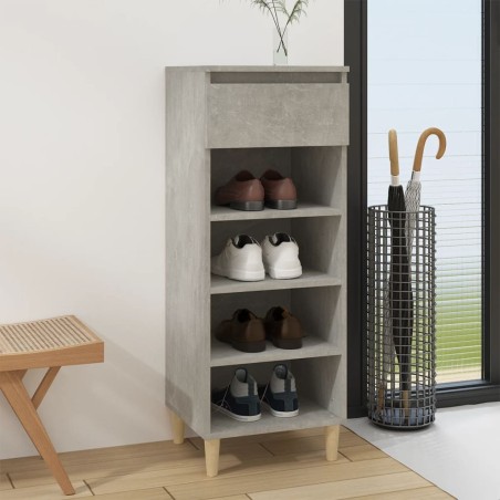 vidaXL Mueble zapatero madera contrachapada gris hormigón 40x36x105 cm