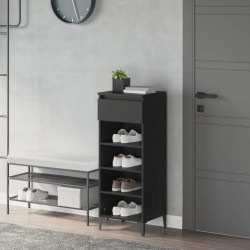 vidaXL Mueble zapatero madera contrachapada negro 40x36x105 cm