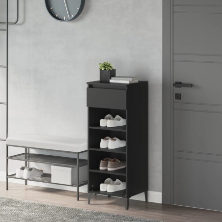vidaXL Mueble zapatero madera contrachapada negro 40x36x105 cm