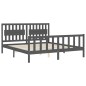 vidaXL Estructura cama de matrimonio con cabecero madera maciza gris vidaXL Estructura cama de matrimonio con cabecero madera maciza gris