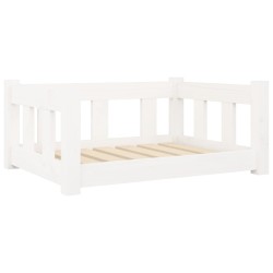 vidaXL Cama para perros madera maciza de pino blanco 65,5x50,5x28 cm