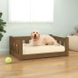 vidaXL Cama para perros madera maciza marrón miel 75,5x55,5x28 cm vidaXL Cama para perros madera maciza marrón miel 75,5x55,5x28 cm