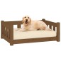 vidaXL Cama para perros madera maciza marrón miel 75,5x55,5x28 cm vidaXL Cama para perros madera maciza marrón miel 75,5x55,5x28 cm