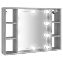 vidaXL Mueble con espejo y LED color gris Sonoma 76x15x55 cm