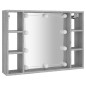 vidaXL Mueble con espejo y LED color gris Sonoma 76x15x55 cm vidaXL Mueble con espejo y LED color gris Sonoma 76x15x55 cm