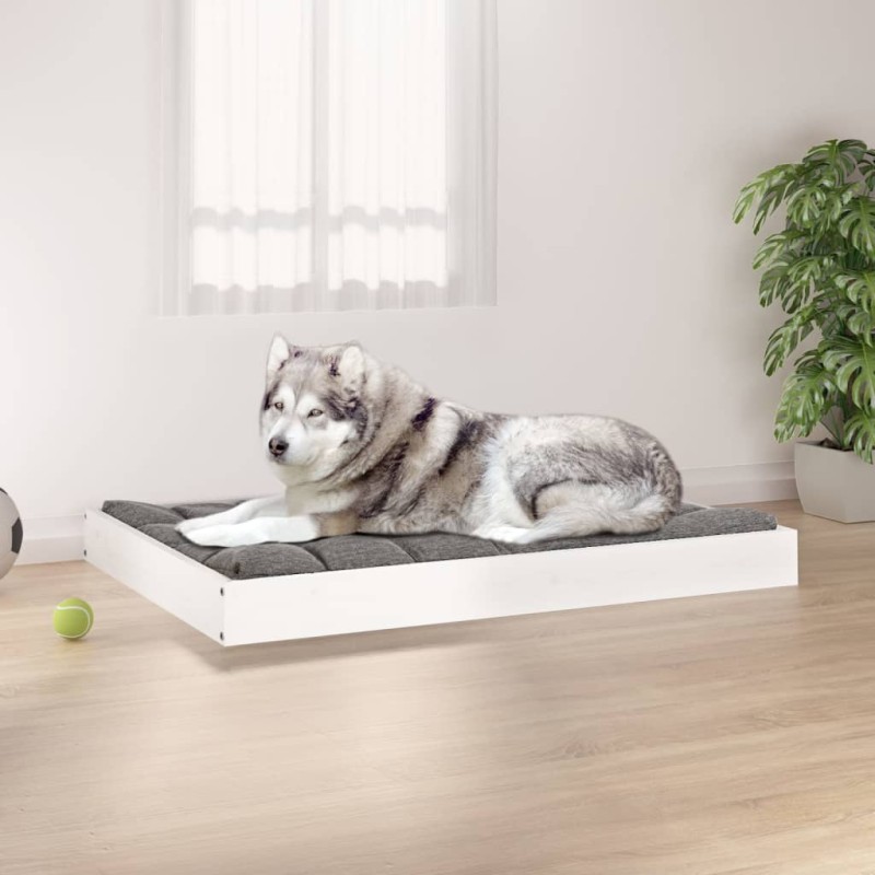 vidaXL Cama para perros madera maciza de pino blanco 101,5x74x9 cm vidaXL Cama para perros madera maciza de pino blanco 101,5x74x9 cm