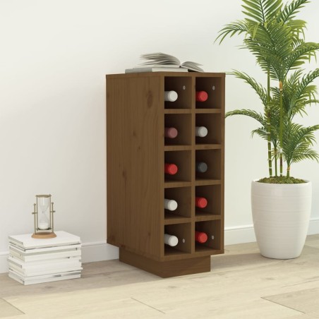 vidaXL Botellero madera maciza de pino marrón miel 23x34x61 cm