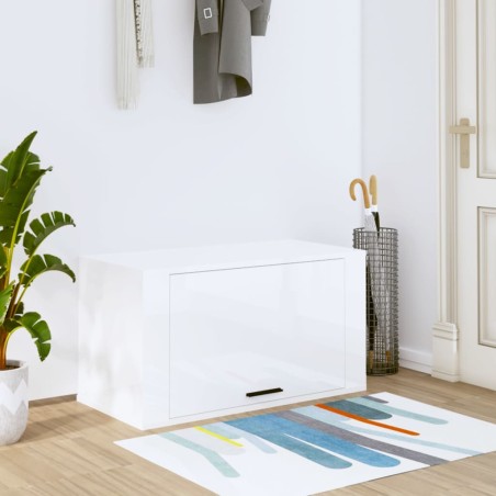 vidaXL Mueble zapatero pared contrachapada blanco brillo 70x35x38 cm